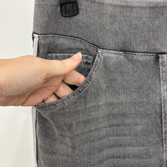 Halara Flex High Waisted Stripe Wide Leg Flowy Washed Jeans Pockets cool gray - Picture 6 of 9